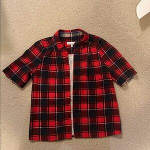 See By Chloe Red and Black Plaid Button Down Shirt